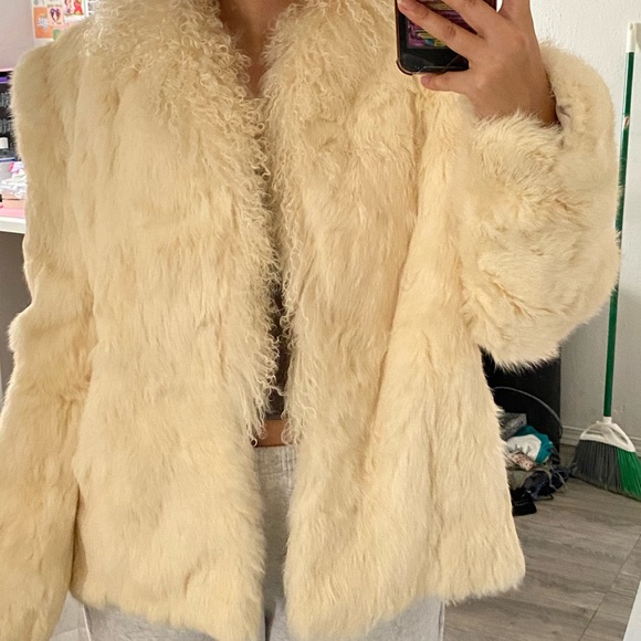 Vintage ivory real fur coat - Picture 8 of 9